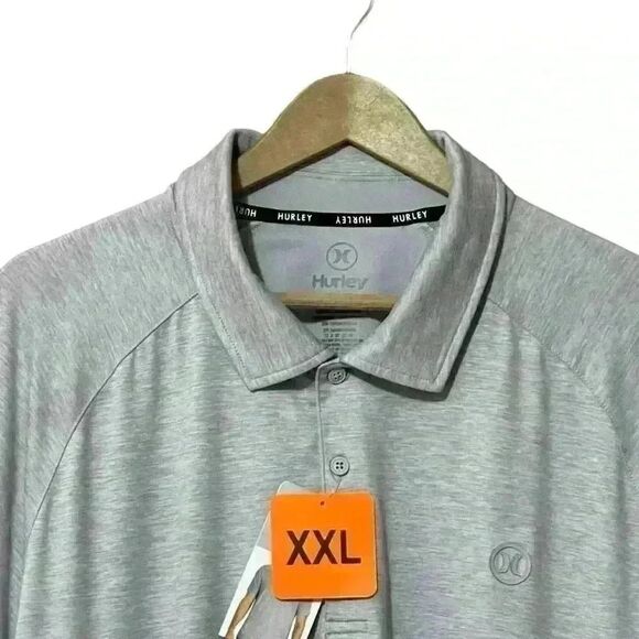 Hurley Polo Mens XX-Large Gray Short Sleeve Performance Stretch Wicking Golf NWT - Picture 3 of 6